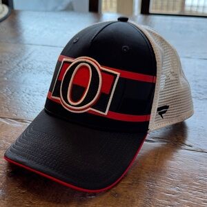 Fanatics Pro Black and Red Ottawa Senators Mesh-Back snap back Hat